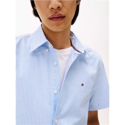 Short-Sleeve Stripe Oxford Shirt