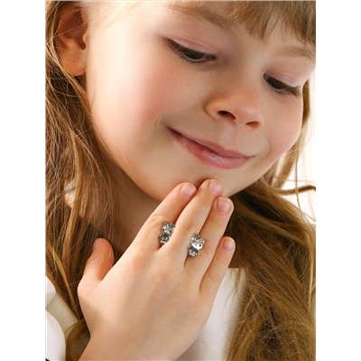 Серьги детские из серебра с фианитами родированные - Кошечки, Кошки 925 пробы 5030р232