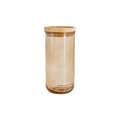 Банка для сыпучих продуктов, 820 мл, стекло/дерево, коричневая, Jars, 63296