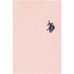 Kız Çocuk Toz Pembe Bisiklet Yaka Basic Kazak