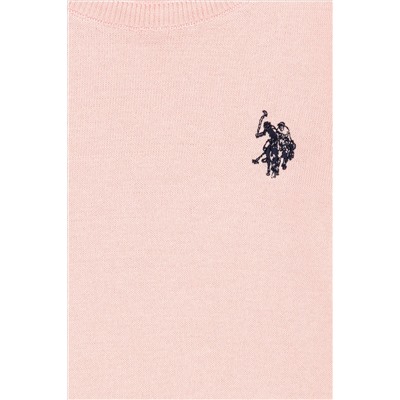 Kız Çocuk Toz Pembe Bisiklet Yaka Basic Kazak