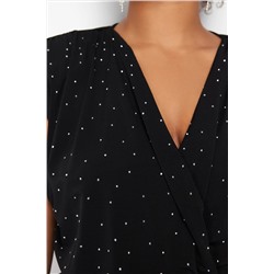 Siyah Taş Detaylı Örme Body TBBSS24CS00000