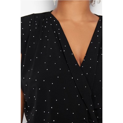 Siyah Taş Detaylı Örme Body TBBSS24CS00000