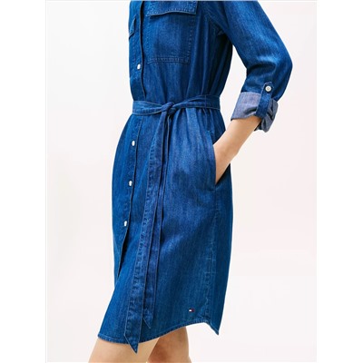 Belted Utility Denim Shirtdress