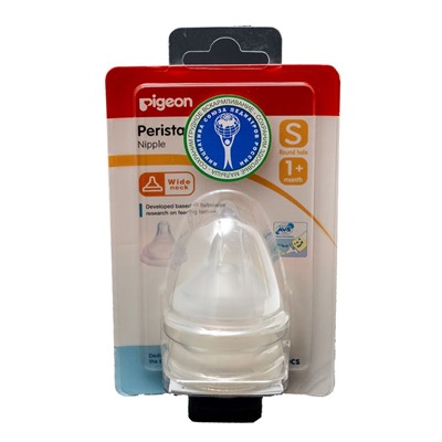PIGEON   Соска для бутылки Peristaltic Plus Nipple размер S возраст1 + 2шт