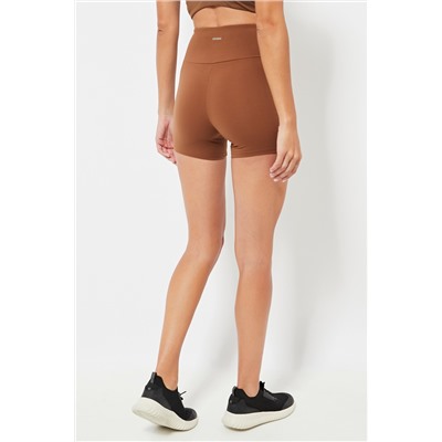 Mallas cortas cintura alta - Camel