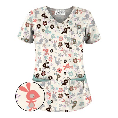 UA Springtime Hop Coffee Bean Print Scrub Top