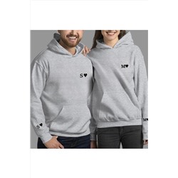 My BlogSevgili Çift Kombini Kişiye Özel Harf Baskılı 2'li Sweatshirt