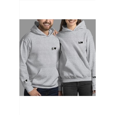 My BlogSevgili Çift Kombini Kişiye Özel Harf Baskılı 2'li Sweatshirt