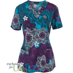 Zoe + Chloe Scrubs Tropical Paradise Print Top