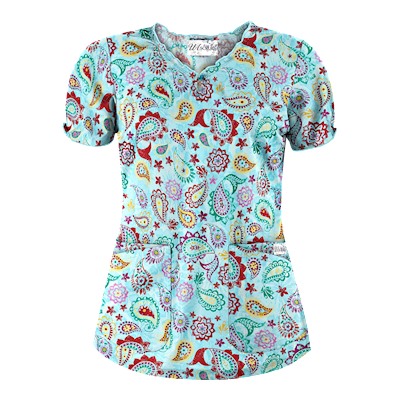 UA Gypsy Jewel Angel Blue Print Scrub Top