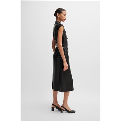 Faux-leather dress with double-breasted front
