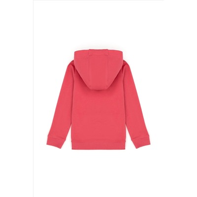 Kız Çocuk Pembe Basic Kapüşonlu Sweatshirt