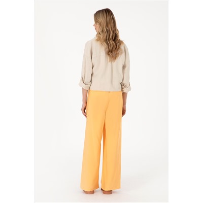 Kadın Turuncu Loose Relax Fit Kanvas Pantolon