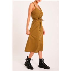 Vestido recto Caqui
