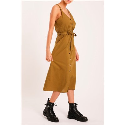 Vestido recto Caqui