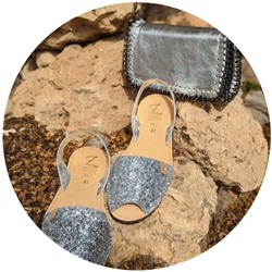 AB. Zapatos 320-5 GLITTER PLATA+Pelle CANDELA plata АКЦИЯ