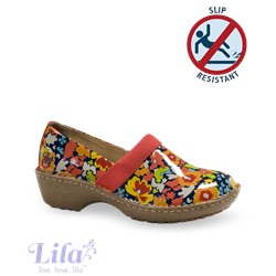 Lila Bella Floral Vegan Nursing Clog Navy/Red/Orange