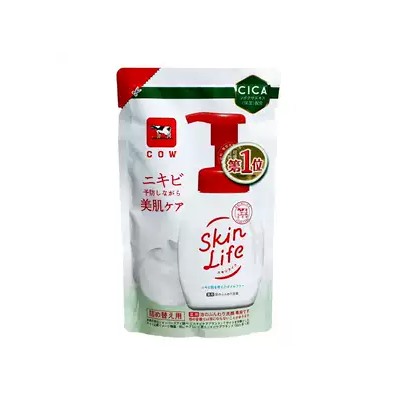 COW BRAND Skin Life Лечебно-профилактическая крем-пенка для умывания против акне c СICA Центелла Азиатской, сменная упаковка 140 мл