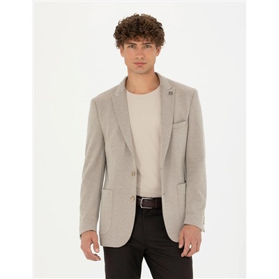 Bej Ekstra Slim Fit Spor Ceket