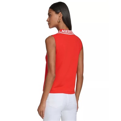 KARL LAGERFELD PARIS Women's Sleeveless Logo Polo Sweater