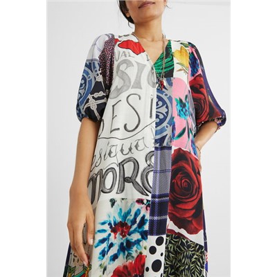 Vestido camisero midi patch