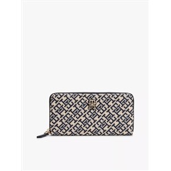 Jacquard Monogram Logo Large Zip Wallet