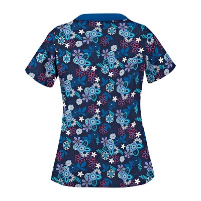 UA Mystic Garden Navy Print Scrub Top