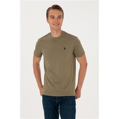 Erkek Regular Fit Bisiklet Yaka Vizon Basic Tişört