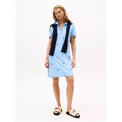 Allover Crest Stretch Polo Dress