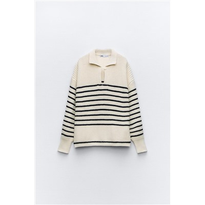 OVERSIZE KNIT POLO SWEATER