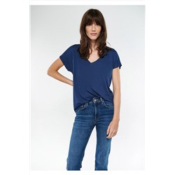 Mavi V Yaka Lacivert Basic Tişört Regular Fit / Normal Kesim 167714-28319