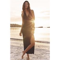 DRAPED MIDI DRESS LINEN BLEND