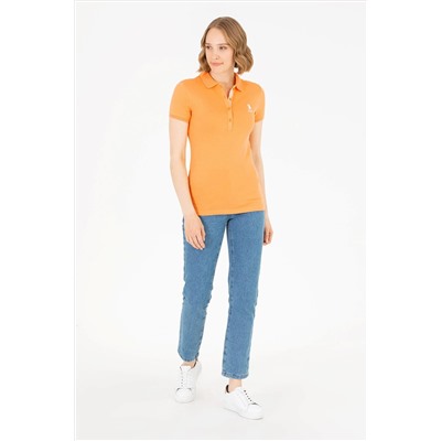 Kadın Turuncu Basic Polo Yaka Tişört