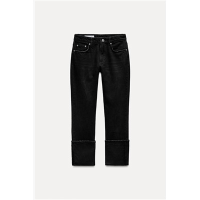 HIGH-WAIST TRF STOVE PIPE FOLDED JEANS