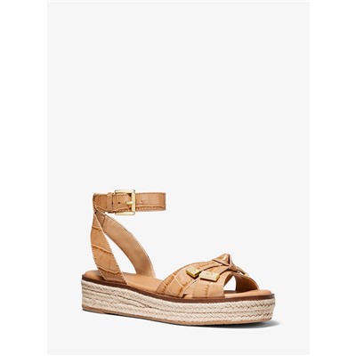 MICHAEL MICHAEL KORS Ripley Crocodile-Embossed Leather Espadrille Sandal