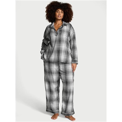 Flannel Popover Long Pajama Set