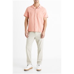 Camisa regular fit de lino - Salmón