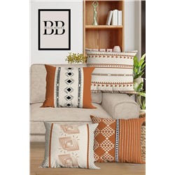 Belle Benoit Modern Tasarım Dijital Baskılı Dekoratif 4'lü Koltuk Yastık Kılıfı Kırlent Kılıfı Seti TARÜ0806202201