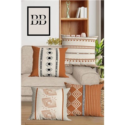 Belle Benoit Modern Tasarım Dijital Baskılı Dekoratif 4'lü Koltuk Yastık Kılıfı Kırlent Kılıfı Seti TARÜ0806202201