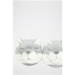 Zapatillas de casa con orejas Louis Gris y crudo