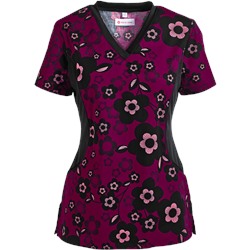 White Cross Scrubs Kazree Print Top