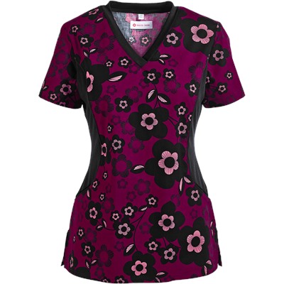 White Cross Scrubs Kazree Print Top