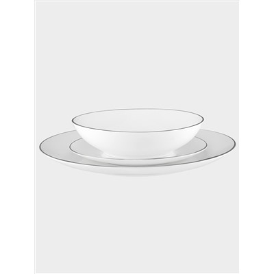 Сервиз обеденный, 4 перс, 12 пр, фарфор P, белый, с серебристым кантом, White Platinum