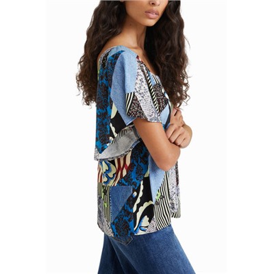 Blusa denim & patch digital