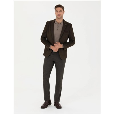 Kahverengi Ekstra Slim Fit Spor Ceket