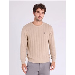 VERTICAL TEXTURED CREW NECK SWEATER
