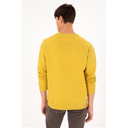 Erkek Sarı Basic Sweatshirt