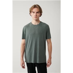 Avva, Erkek Haki Soft Touch Bisiklet Yaka T-shirt B001031