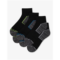 MENS 6PK BLACK TIPPED QUARTER CREW SOCKS